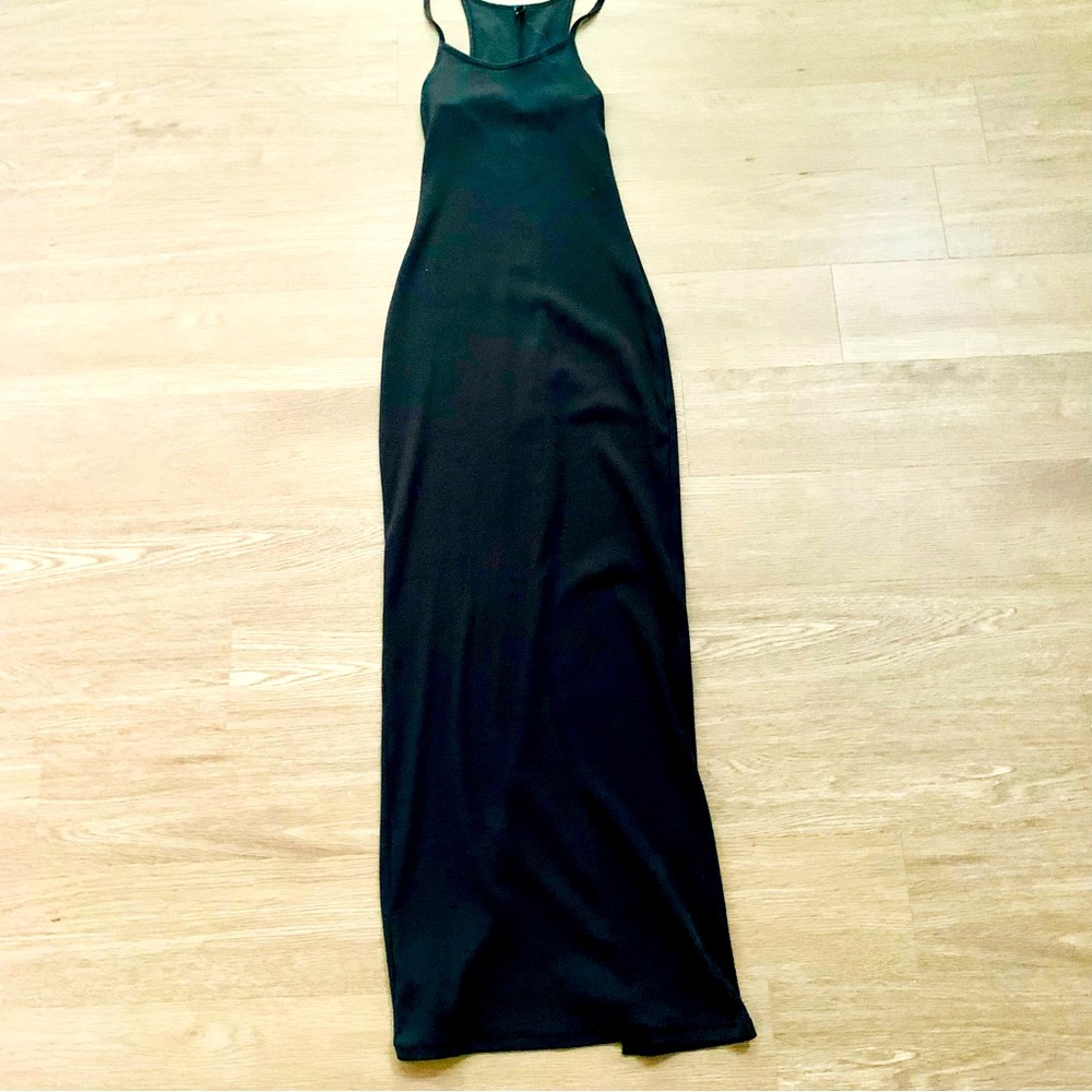 NWOT SKIMS Black Cotton Rib Long Cami Dress